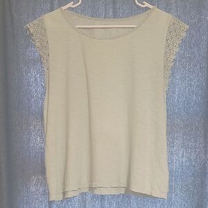 LOFT by Ann Taylor Lace Sleeve Women's Top, Mint Green, L